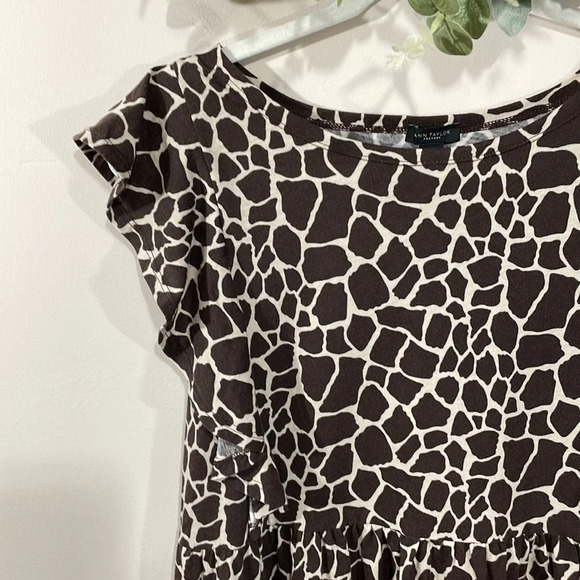 NWT Ann Taylor Factory Giraffe Animal Print Ruffled Cap Sleeve Peplum Top M - Picture 2 of 14